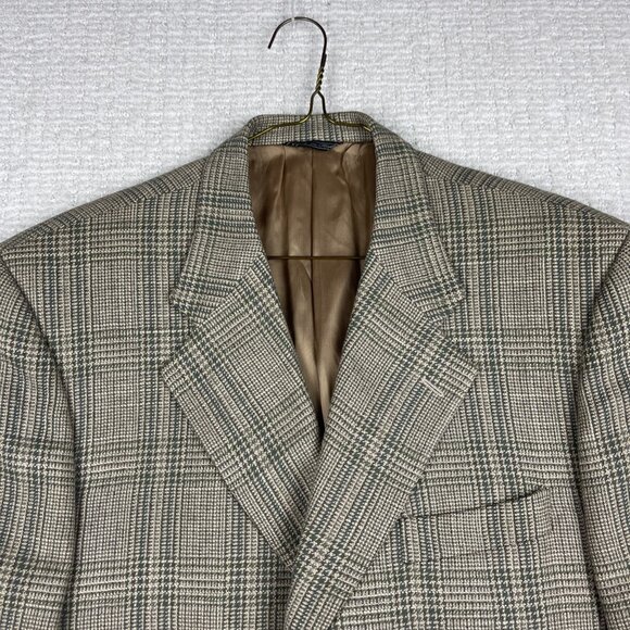 Alberto Cardinali Italy Made Wool Golden Brown Plaid Blazer Sport Coat Sz 50 - Picture 2 of 16